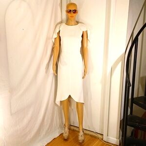 🔥 🔥 Like New Antonio Berardi (Italy) White Asymmetrical Cape Dress